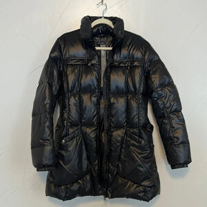 ADD Down Women’s Black Belted Longline Jacket EUC US12